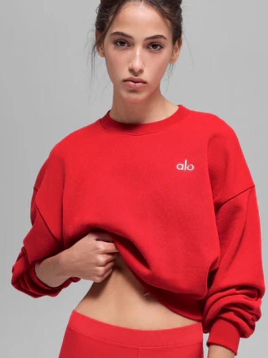 ALO Yoga Tops - ALO Yoga Cropped Accolade Crewneck Bright Red Size M